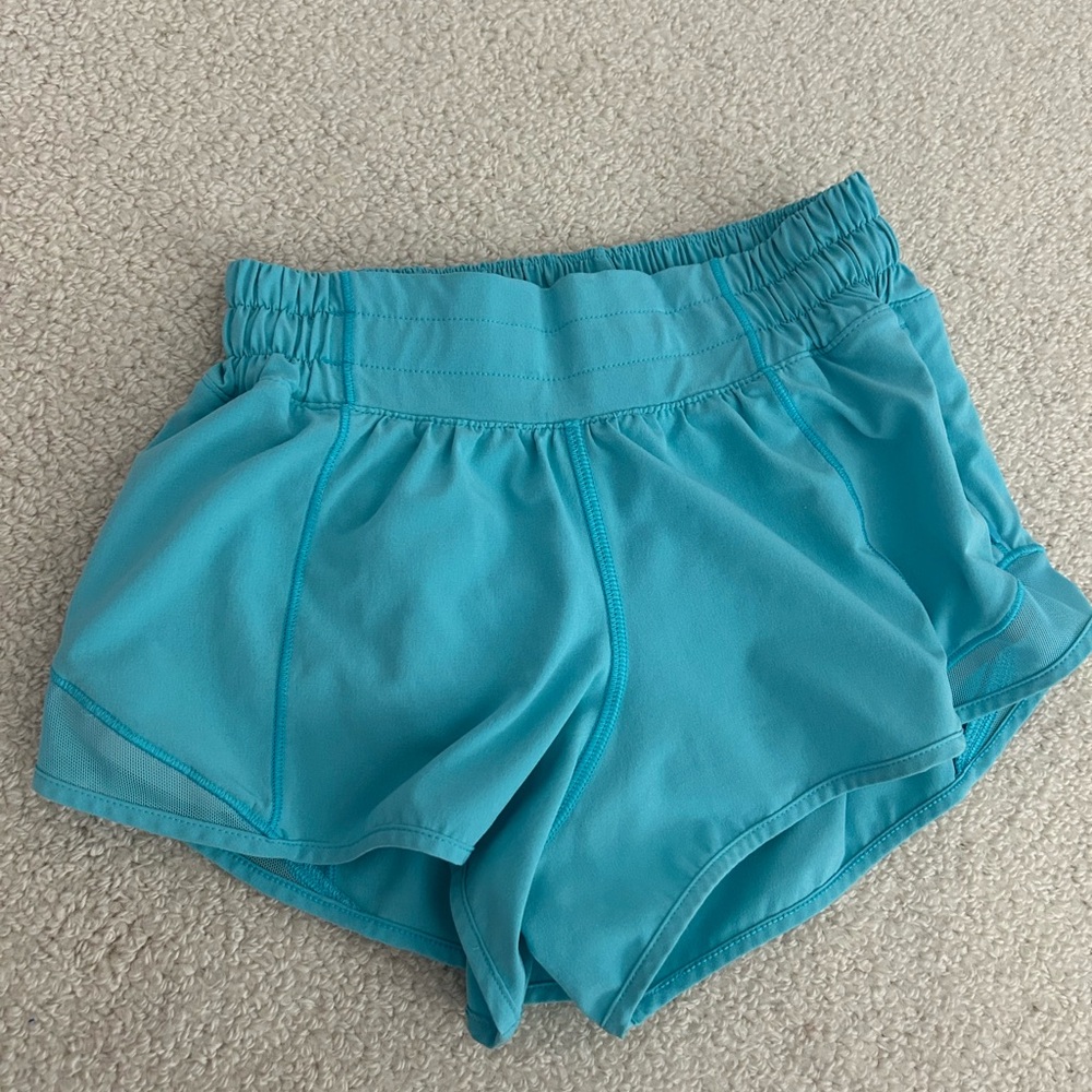 Lululemon Electric Turquoise Hotty Hot Shorts